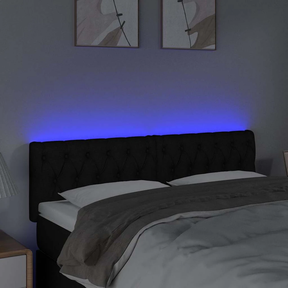 Galvūgalis su LED, juodos spalvos, 160x7x78/88cm, audinys