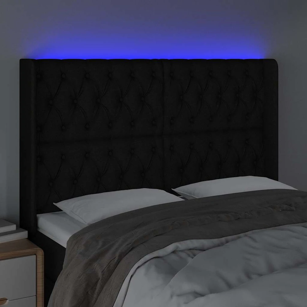 Galvūgalis su LED, juodos spalvos, 163x16x118/128cm, audinys