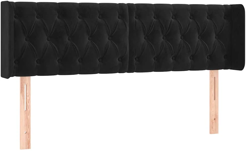 Galvūgalis su LED, juodos spalvos, 163x16x78/88cm, aksomas