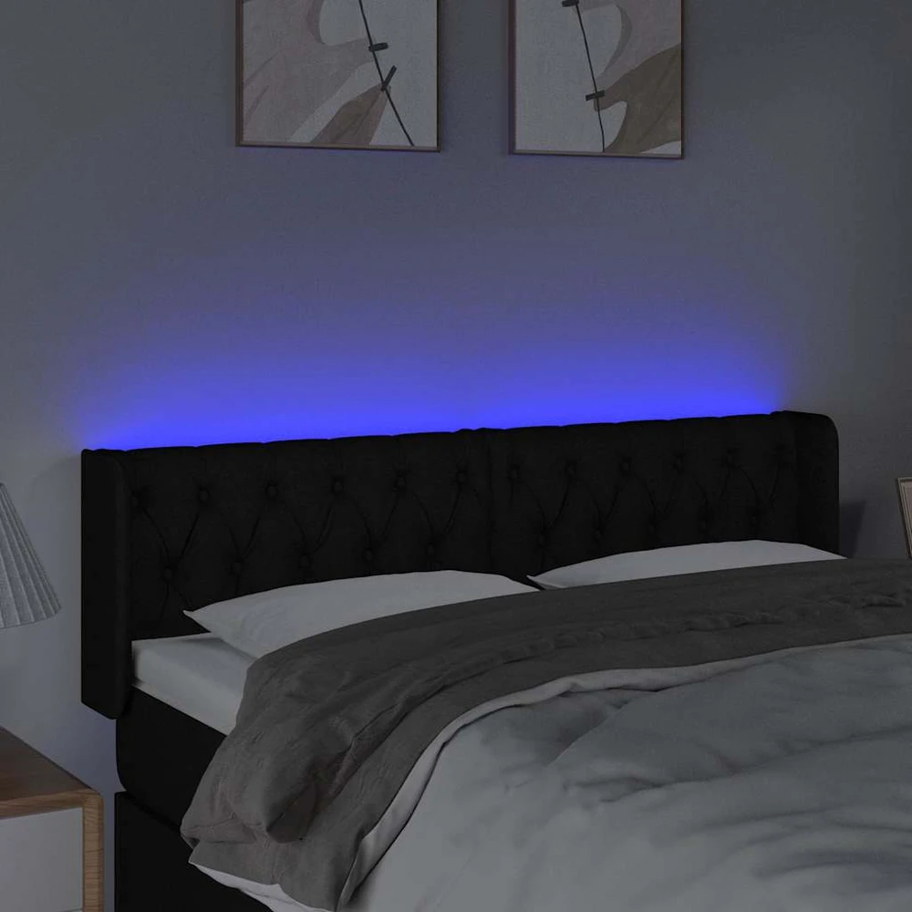 Galvūgalis su LED, juodos spalvos, 163x16x78/88cm, audinys