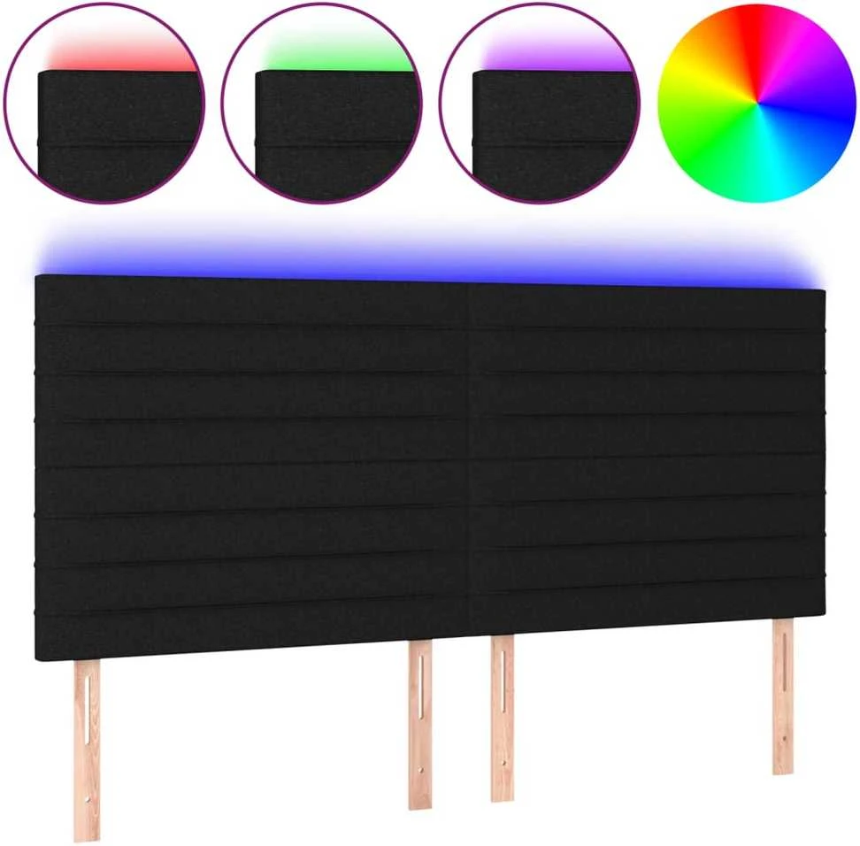 Galvūgalis su LED, juodos spalvos, 180x5x118/128cm, audinys