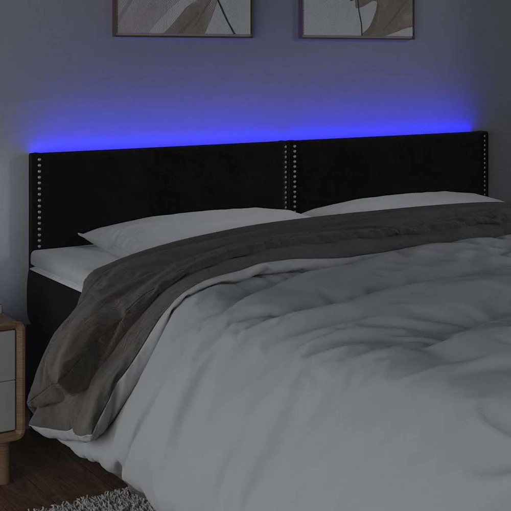 Galvūgalis su LED, juodos spalvos, 180x5x78/88cm, aksomas