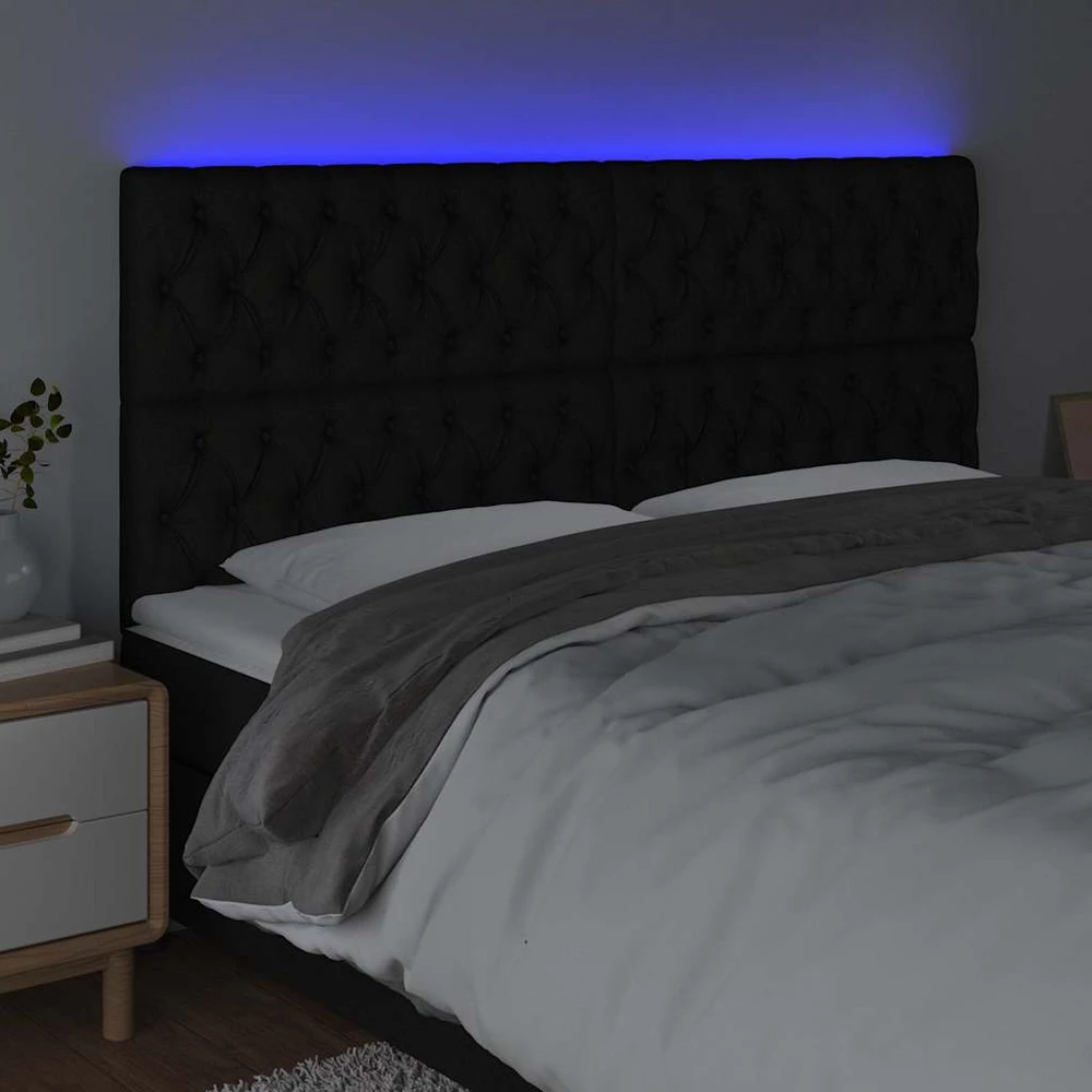 Galvūgalis su LED, juodos spalvos, 180x7x118/128cm, audinys