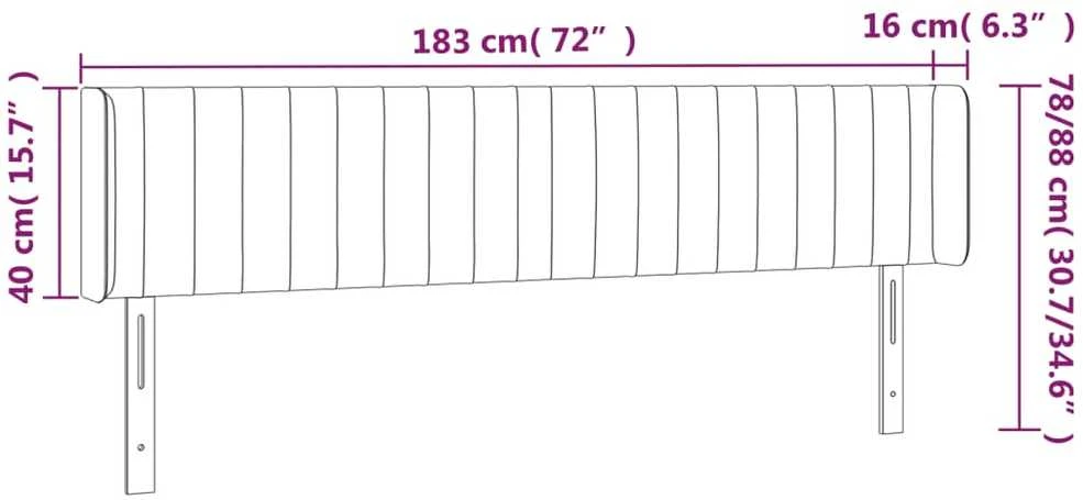 Galvūgalis su LED, juodos spalvos, 183x16x78/88cm, audinys