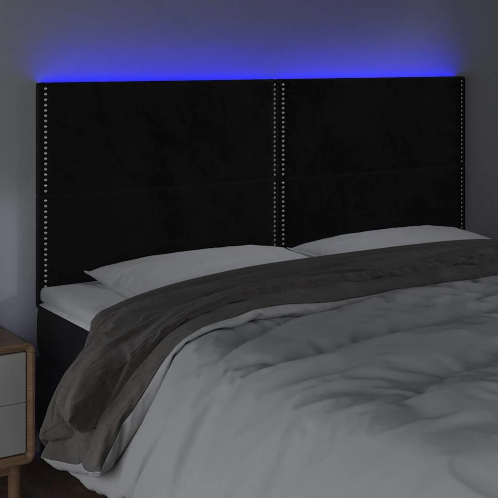 Galvūgalis su LED, juodos spalvos, 200x5x118/128cm, aksomas