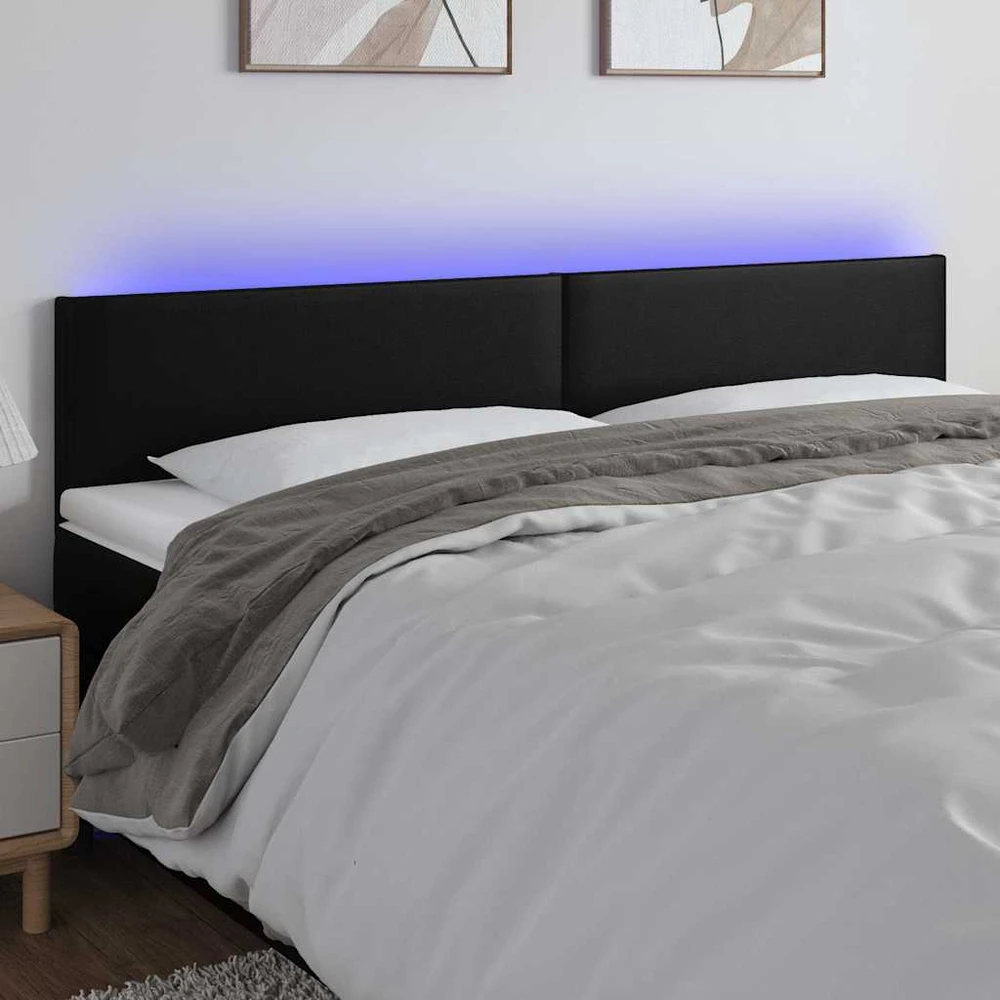 Galvūgalis su LED, juodos spalvos, 200x5x78/88cm, dirbtinė oda