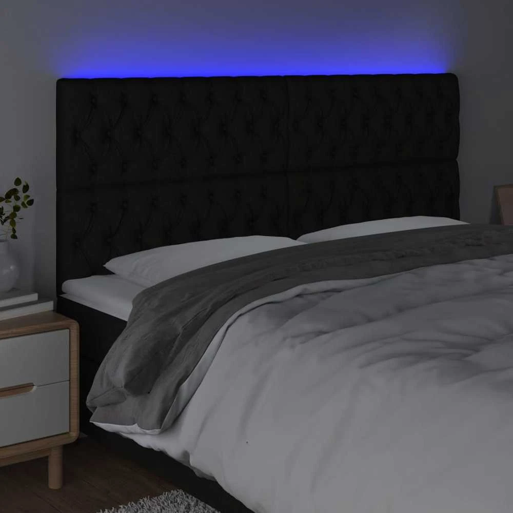 Galvūgalis su LED, juodos spalvos, 200x7x118/128cm, audinys