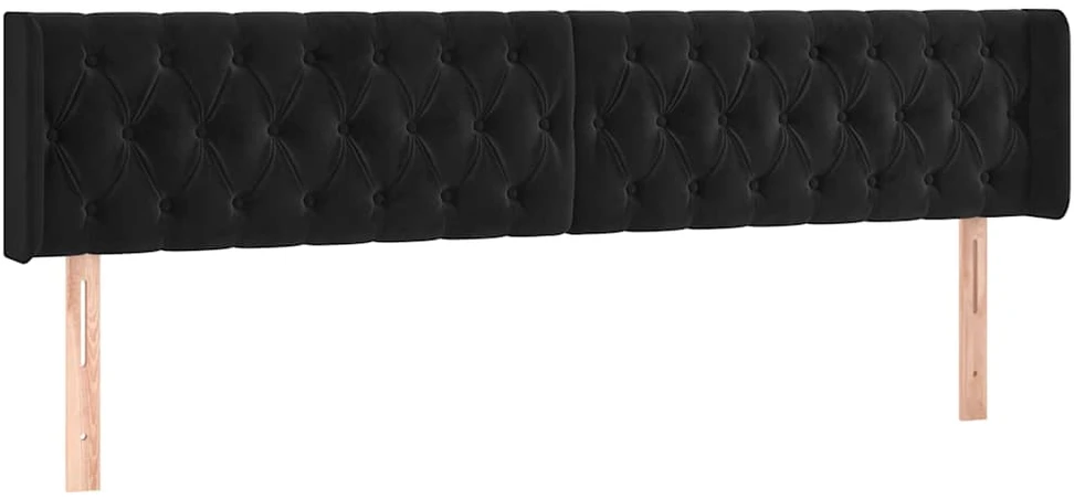 Galvūgalis su LED, juodos spalvos, 203x16x78/88cm, aksomas