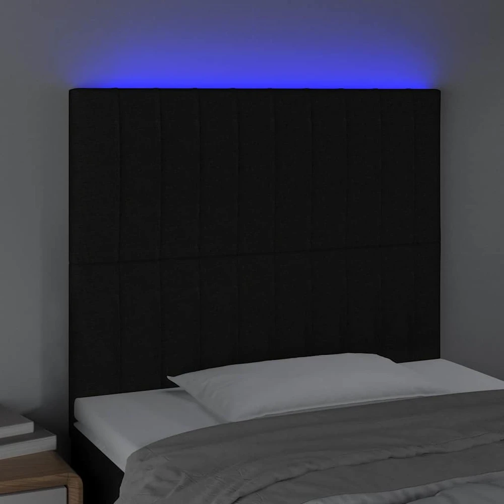 Galvūgalis su LED, juodos spalvos, 80x5x118/128cm, audinys