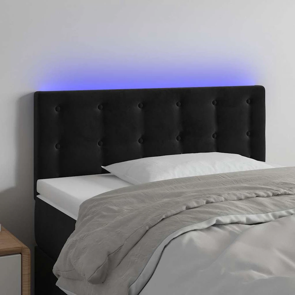 Galvūgalis su LED, juodos spalvos, 80x5x78/88cm, aksomas