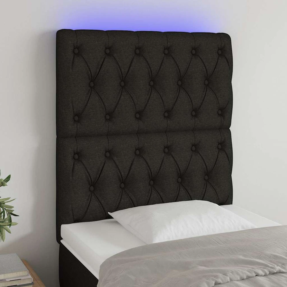 Galvūgalis su LED, juodos spalvos, 80x7x118/128cm, audinys