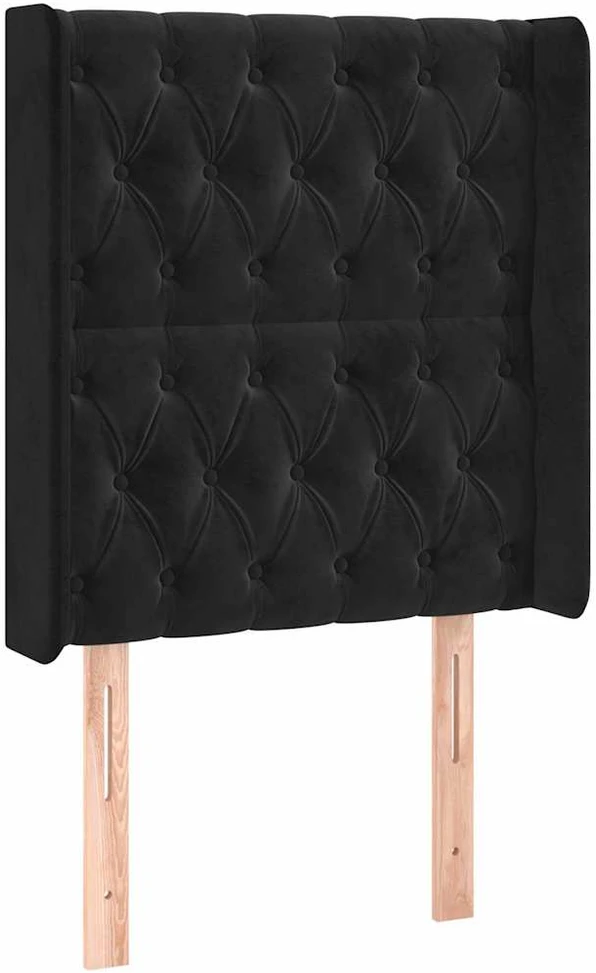 Galvūgalis su LED, juodos spalvos, 83x16x118/128cm, aksomas