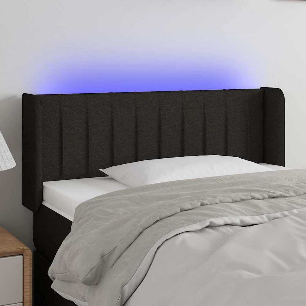 Galvūgalis su LED, juodos spalvos, 83x16x78/88cm, audinys