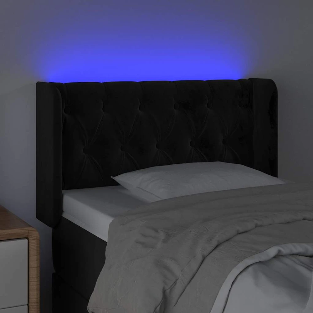Galvūgalis su LED, juodos spalvos, 83x16x78/88cm, aksomas