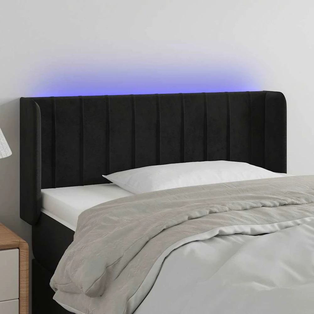 Galvūgalis su LED, juodos spalvos, 83x16x78/88cm, aksomas