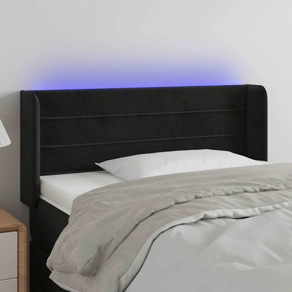 Galvūgalis su LED, juodos spalvos, 83x16x78/88cm, aksomas