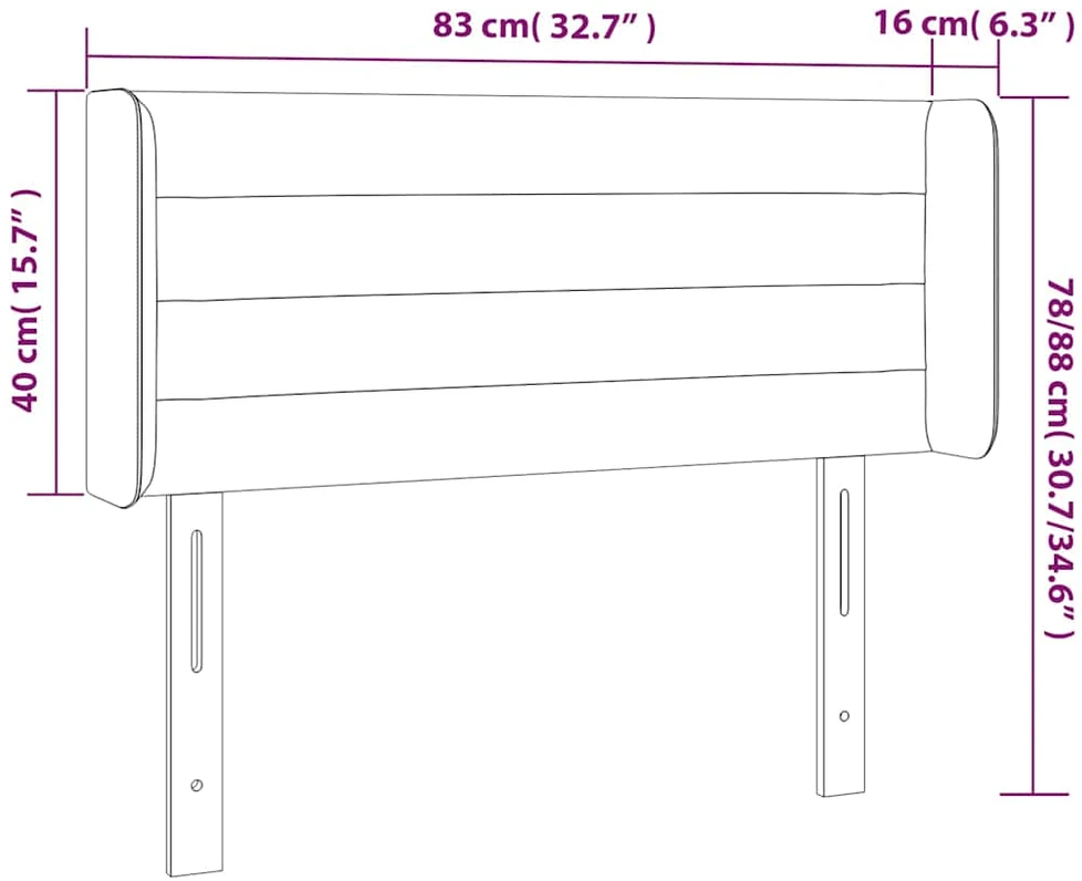 Galvūgalis su LED, juodos spalvos, 83x16x78/88cm, aksomas