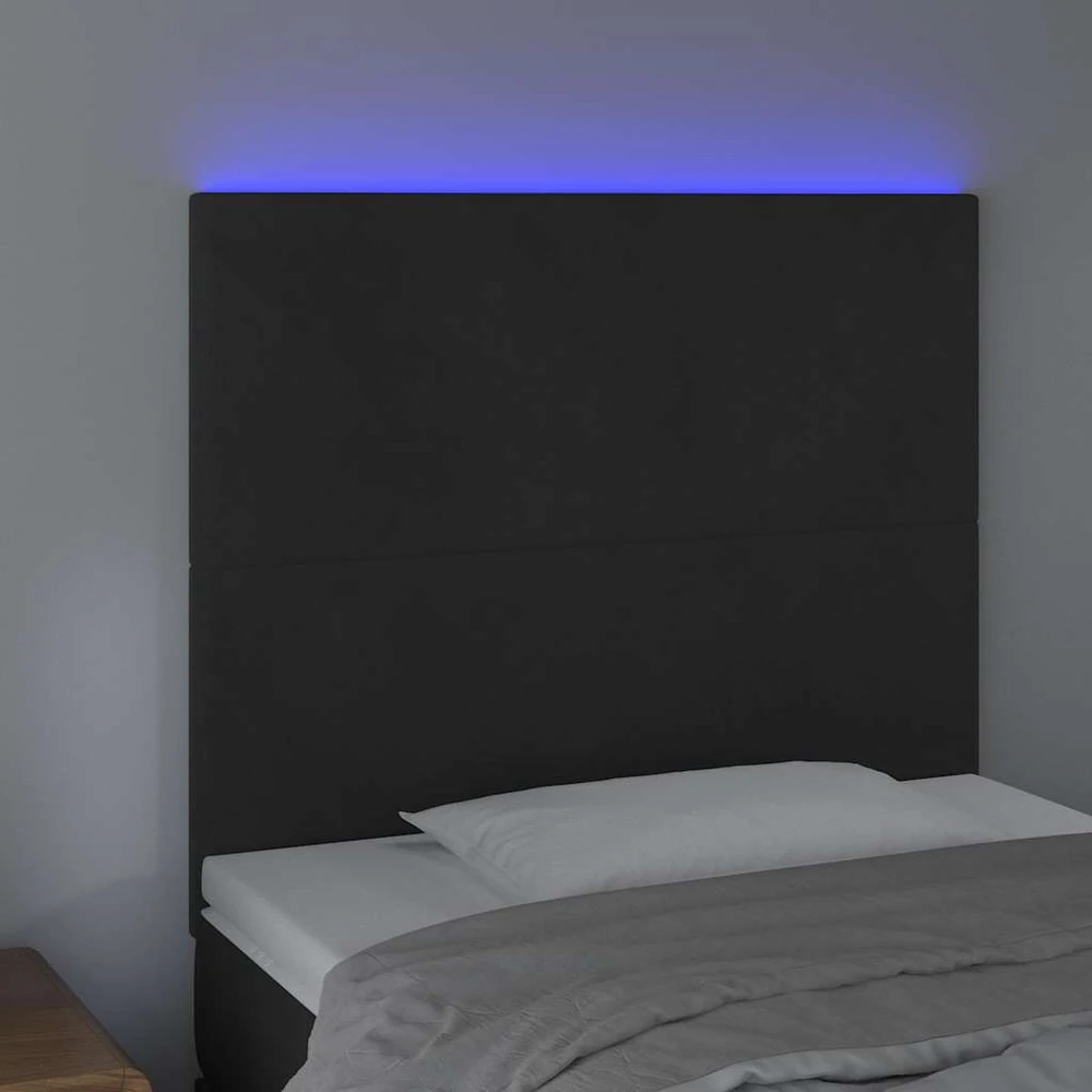 Galvūgalis su LED, juodos spalvos, 90x5x118/128cm, aksomas