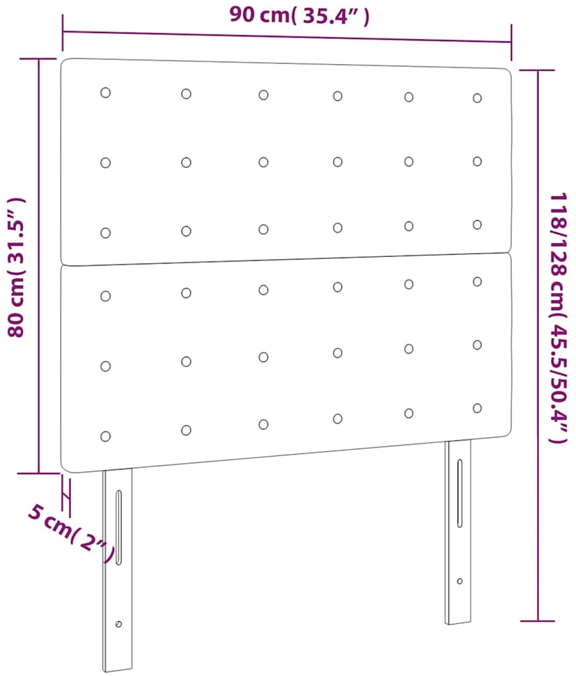 Galvūgalis su LED, juodos spalvos, 90x5x118/128cm, dirbtinė oda