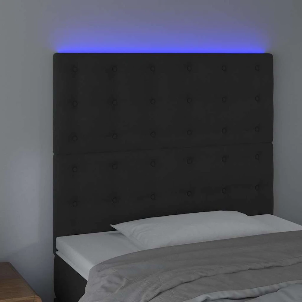 Galvūgalis su LED, juodos spalvos, 90x5x118/128cm, aksomas