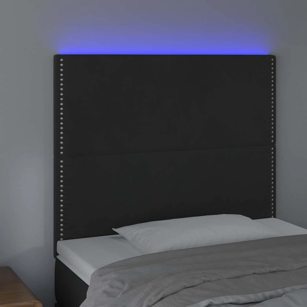 Galvūgalis su LED, juodos spalvos, 90x5x118/128cm, aksomas