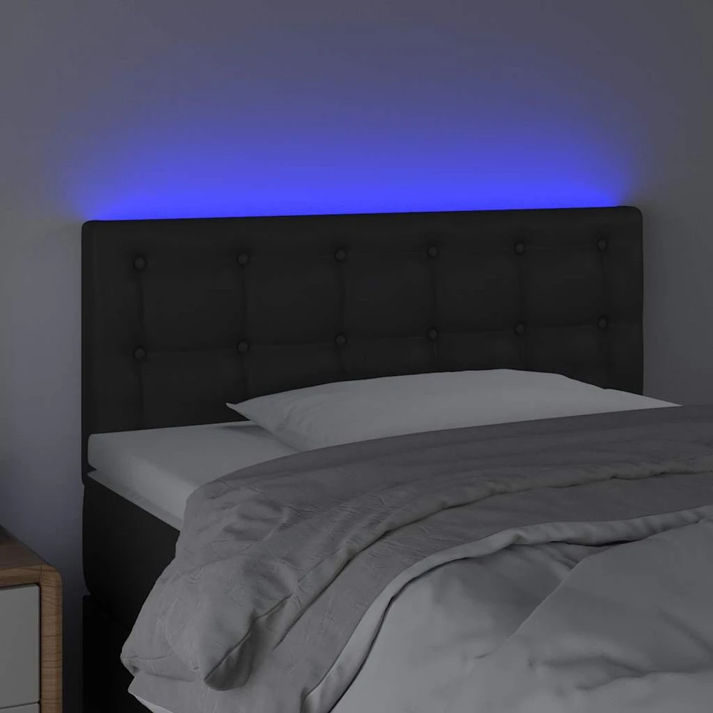 Galvūgalis su LED, juodos spalvos, 90x5x78/88cm, dirbtinė oda