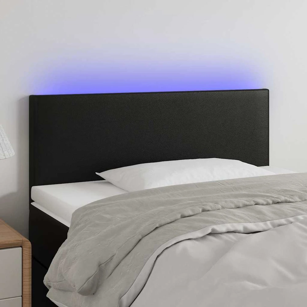 Galvūgalis su LED, juodos spalvos, 90x5x78/88cm, dirbtinė oda