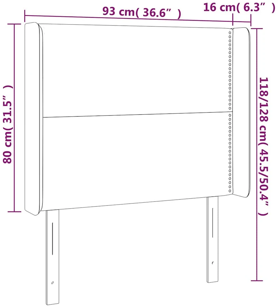 Galvūgalis su LED, juodos spalvos, 93x16x118/128 cm