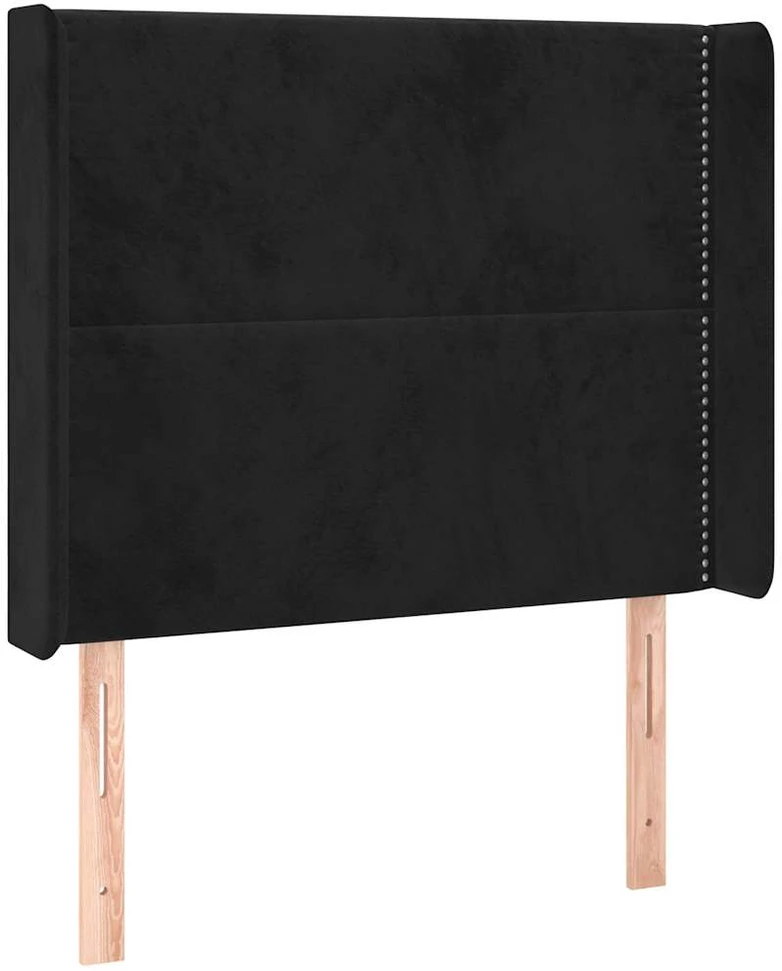 Galvūgalis su LED, juodos spalvos, 93x16x118/128cm, aksomas