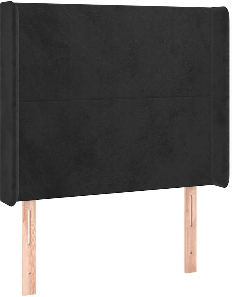 Galvūgalis su LED, juodos spalvos, 93x16x118/128cm, aksomas