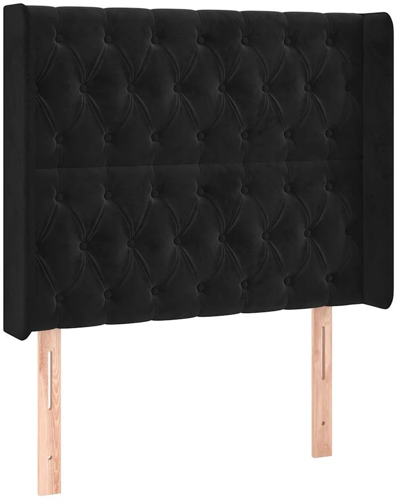 Galvūgalis su LED, juodos spalvos, 93x16x118/128cm, aksomas