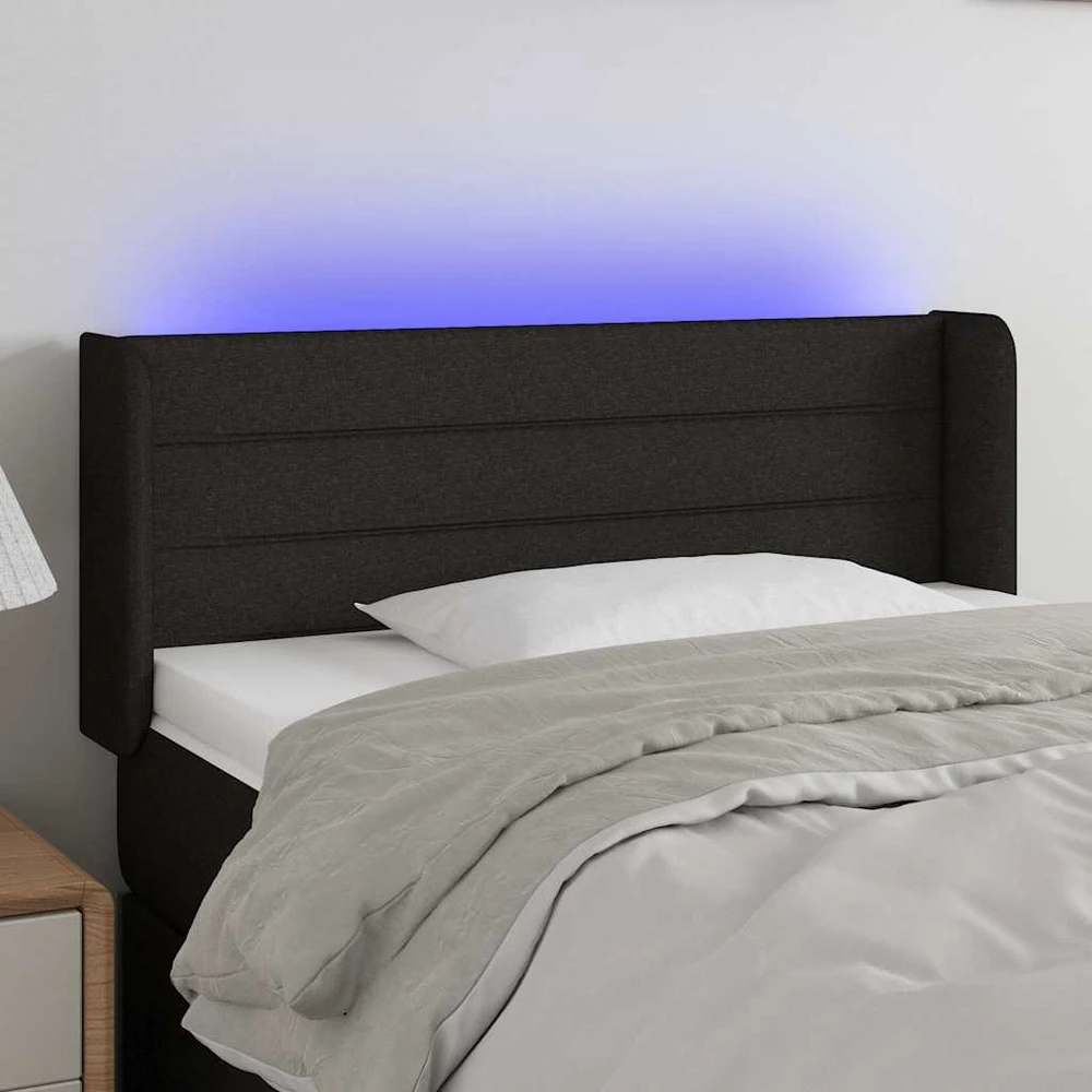 Galvūgalis su LED, juodos spalvos, 93x16x78/88cm, audinys
