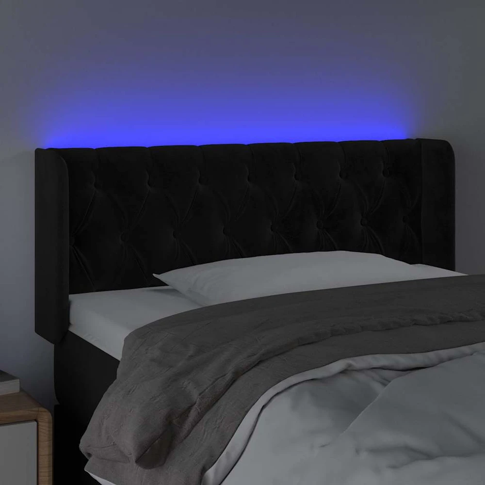 Galvūgalis su LED, juodos spalvos, 93x16x78/88cm, aksomas