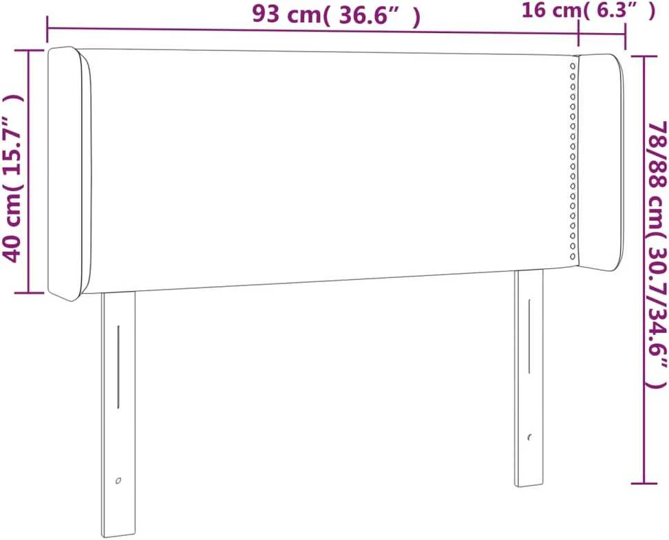 Galvūgalis su LED, juodos spalvos, 93x16x78/88cm, aksomas