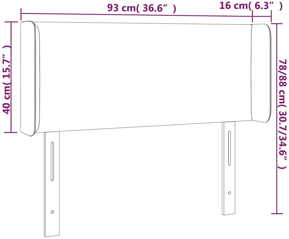 Galvūgalis su LED, juodos spalvos, 93x16x78/88cm, dirbtinė oda