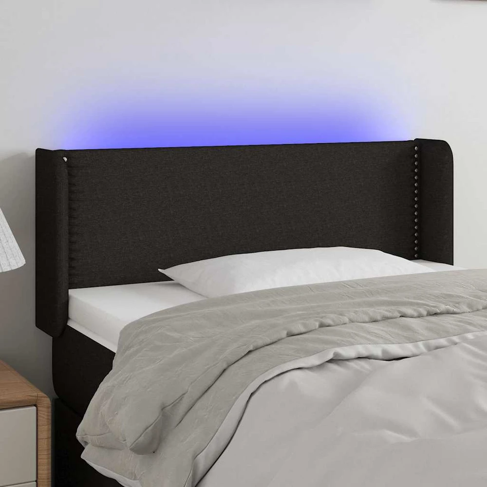 Galvūgalis su LED, juodos spalvos, 93x16x78/88cm, audinys