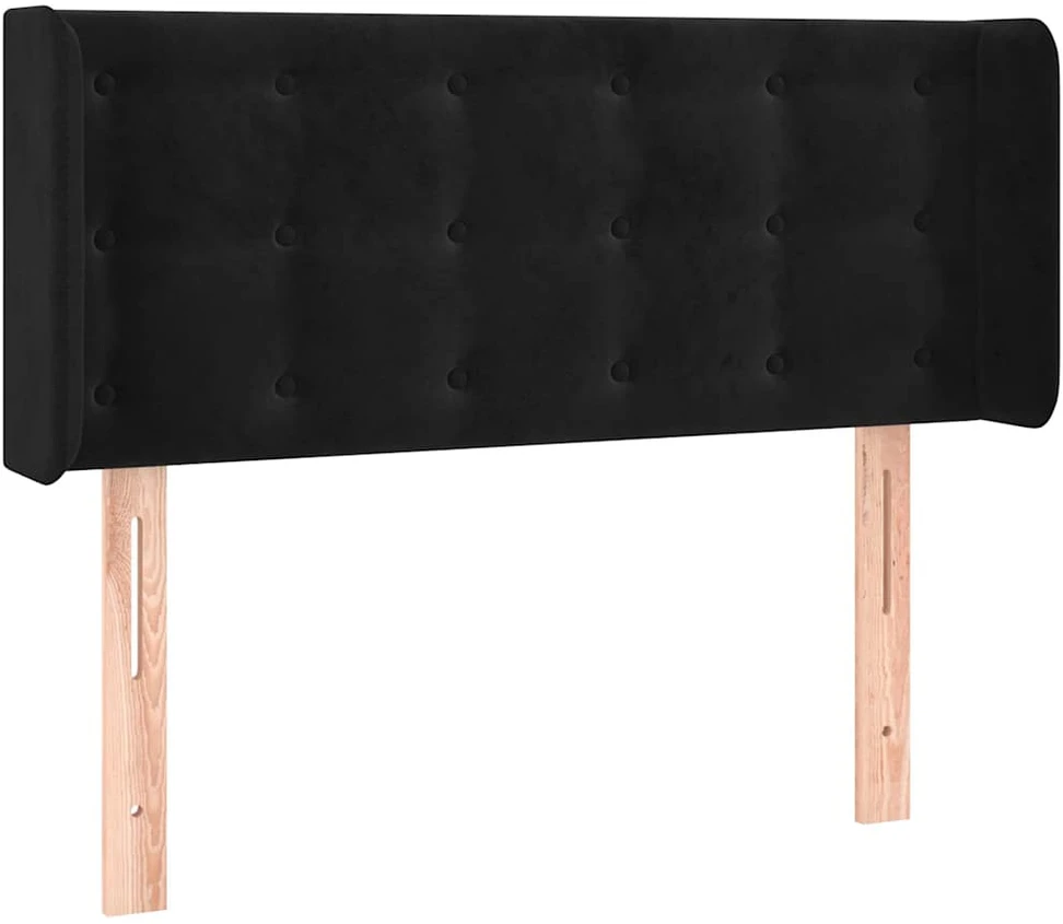 Galvūgalis su LED, juodos spalvos, 93x16x78/88cm, aksomas