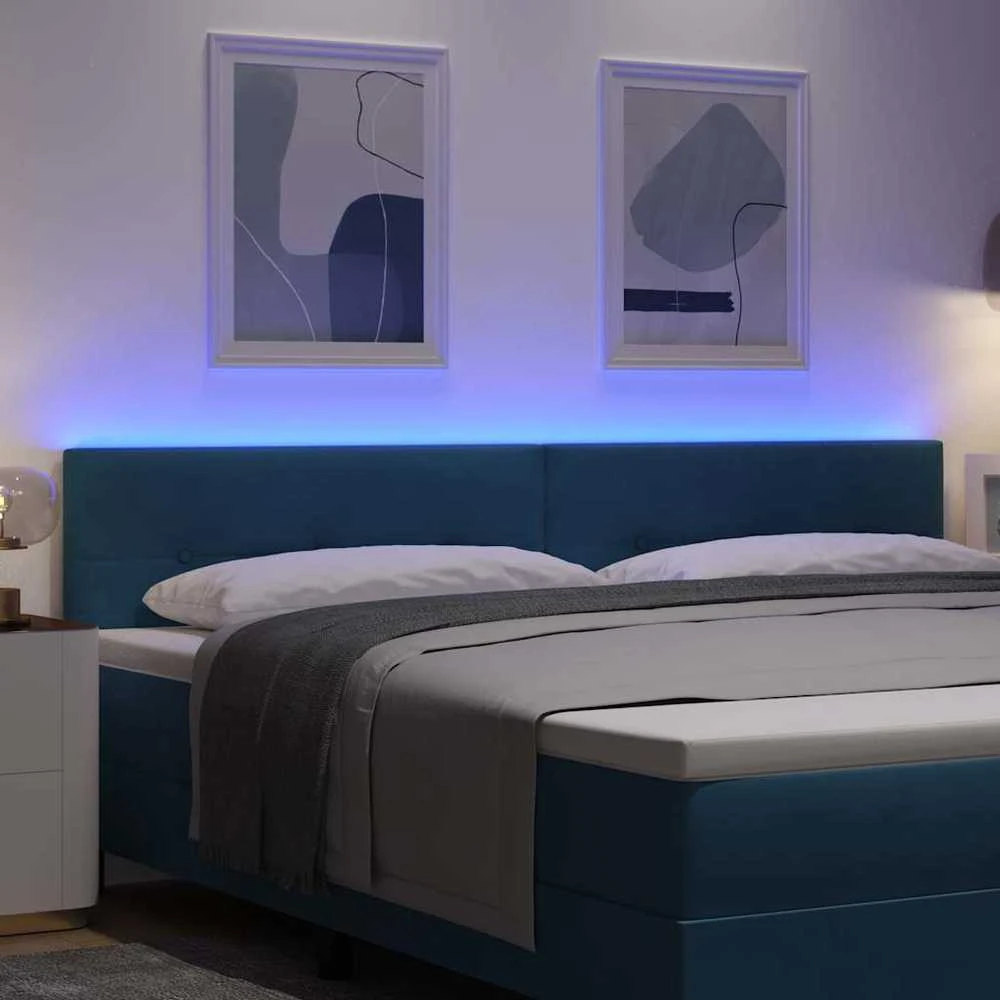 LED galvūgalis su LED juostelėmis Mėlyna 200 cm Aksomas