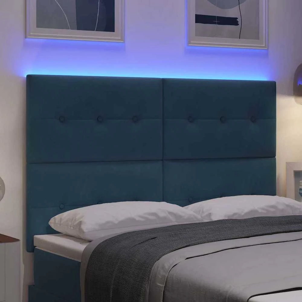 LED galvūgalis su LED juostelėmis Mėlyna 160 cm Aksomas