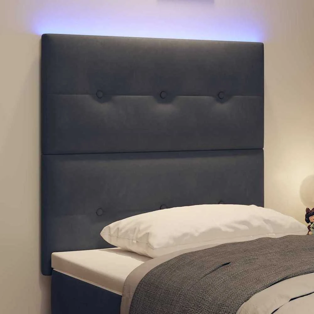 LED galvūgalis su LED juostelėmis Pilka 80 cm Aksomas