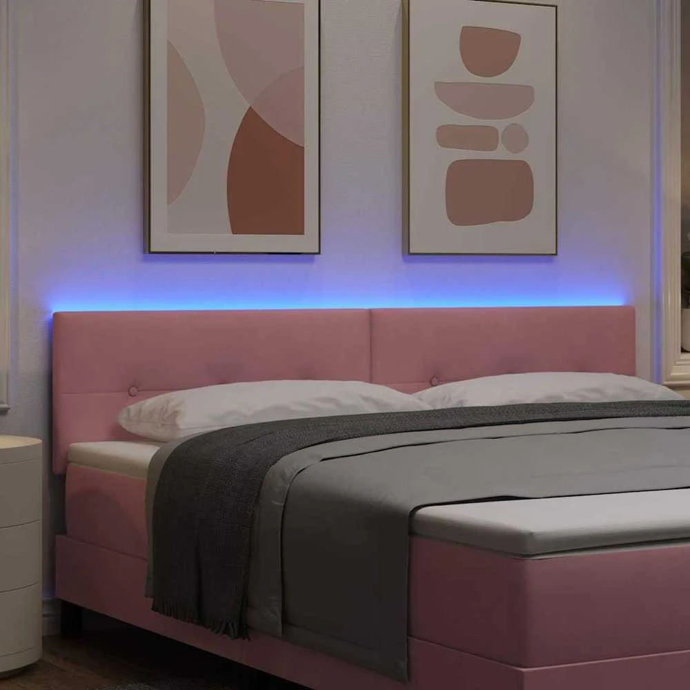 LED galvūgalis su LED juostelėmis Rožinė 180 cm Aksomas