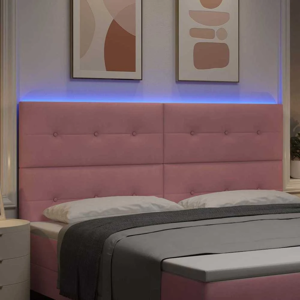 LED galvūgalis su LED juostelėmis Rožinė 200 cm Aksomas