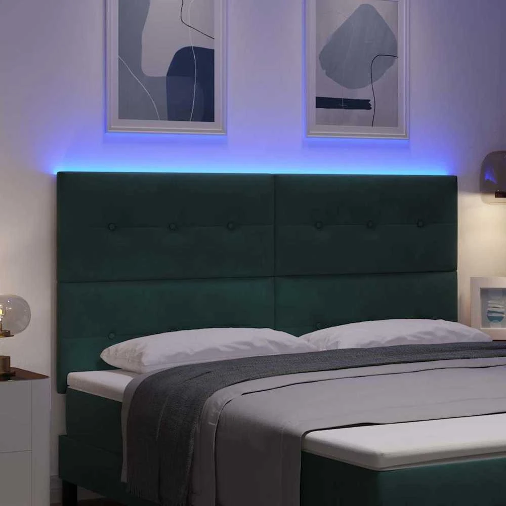 LED galvūgalis su LED juostelėmis Žalia 180 cm Aksomas