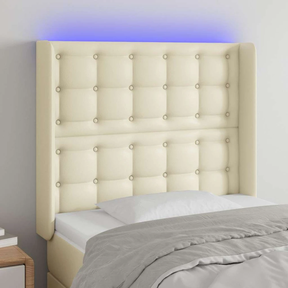 Galvūgalis su LED, kreminės spalvos, 103x16x118/128 cm