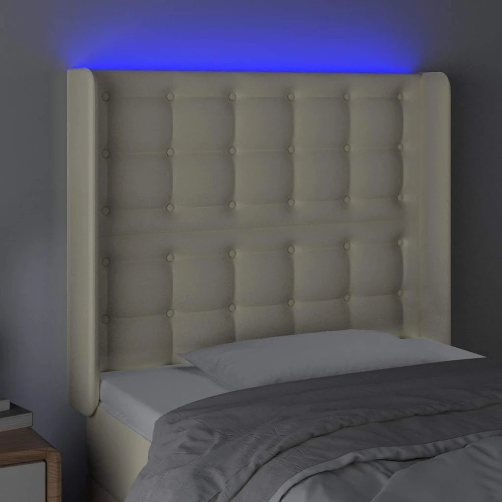 Galvūgalis su LED, kreminės spalvos, 103x16x118/128 cm