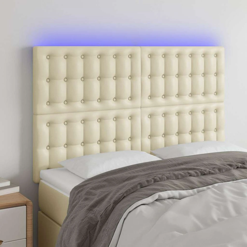 Galvūgalis su LED, kreminės spalvos, 144x5x118/128 cm