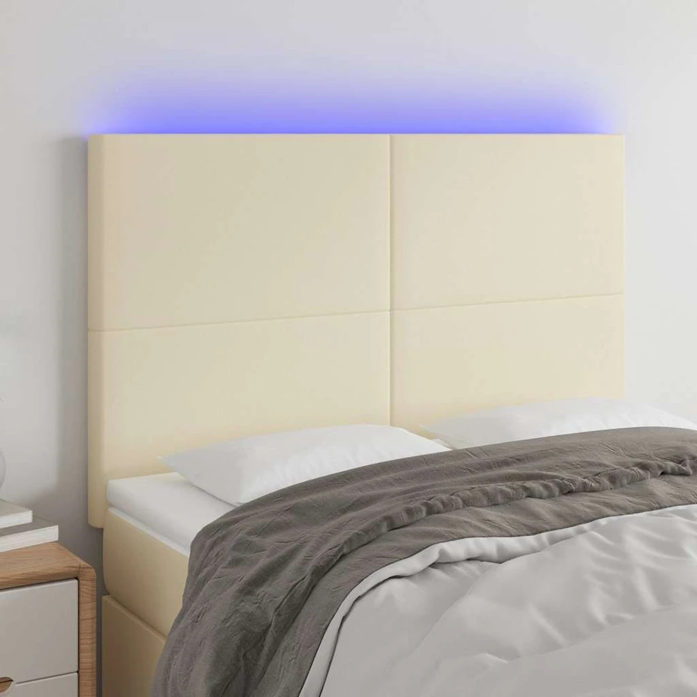 Galvūgalis su LED, kreminės spalvos, 144x5x118/128 cm