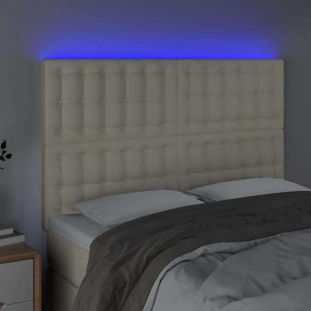 Galvūgalis su LED, kreminės spalvos, 144x5x118/128 cm