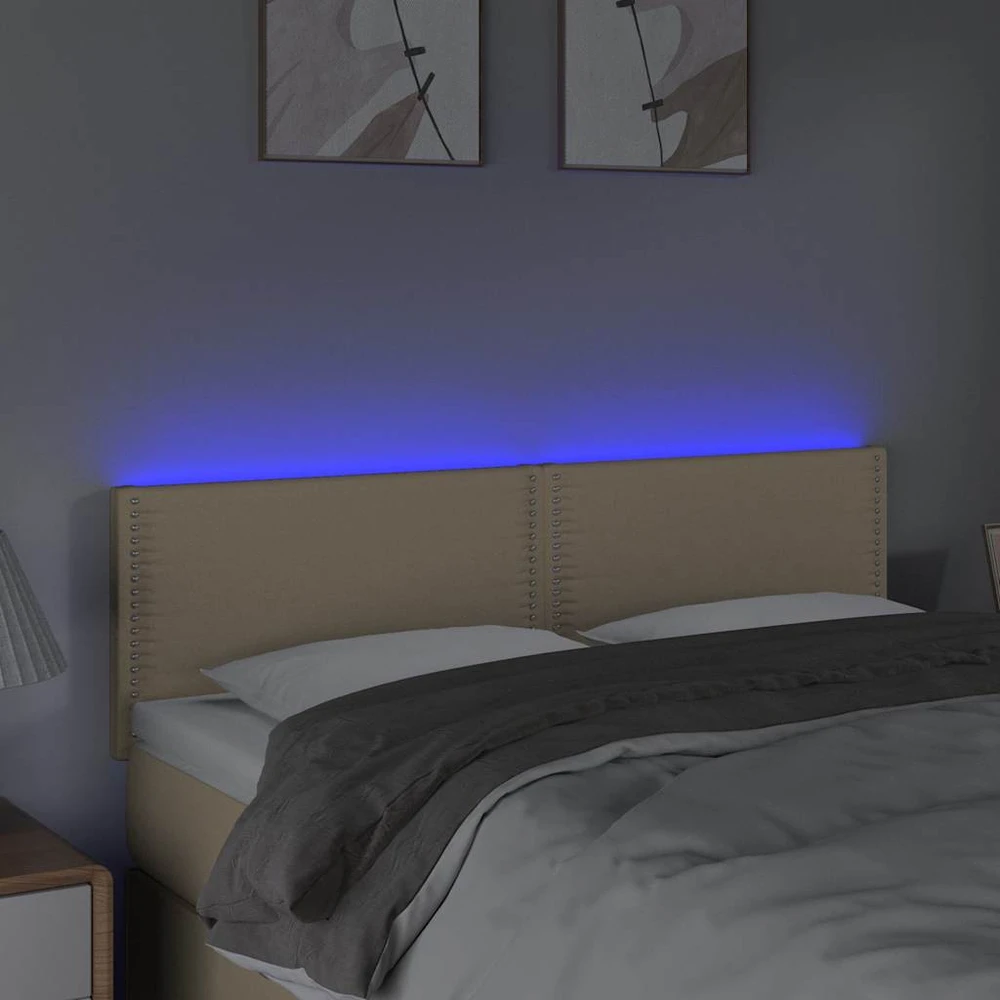 Galvūgalis su LED, kreminės spalvos, 144x5x78/88cm, audinys