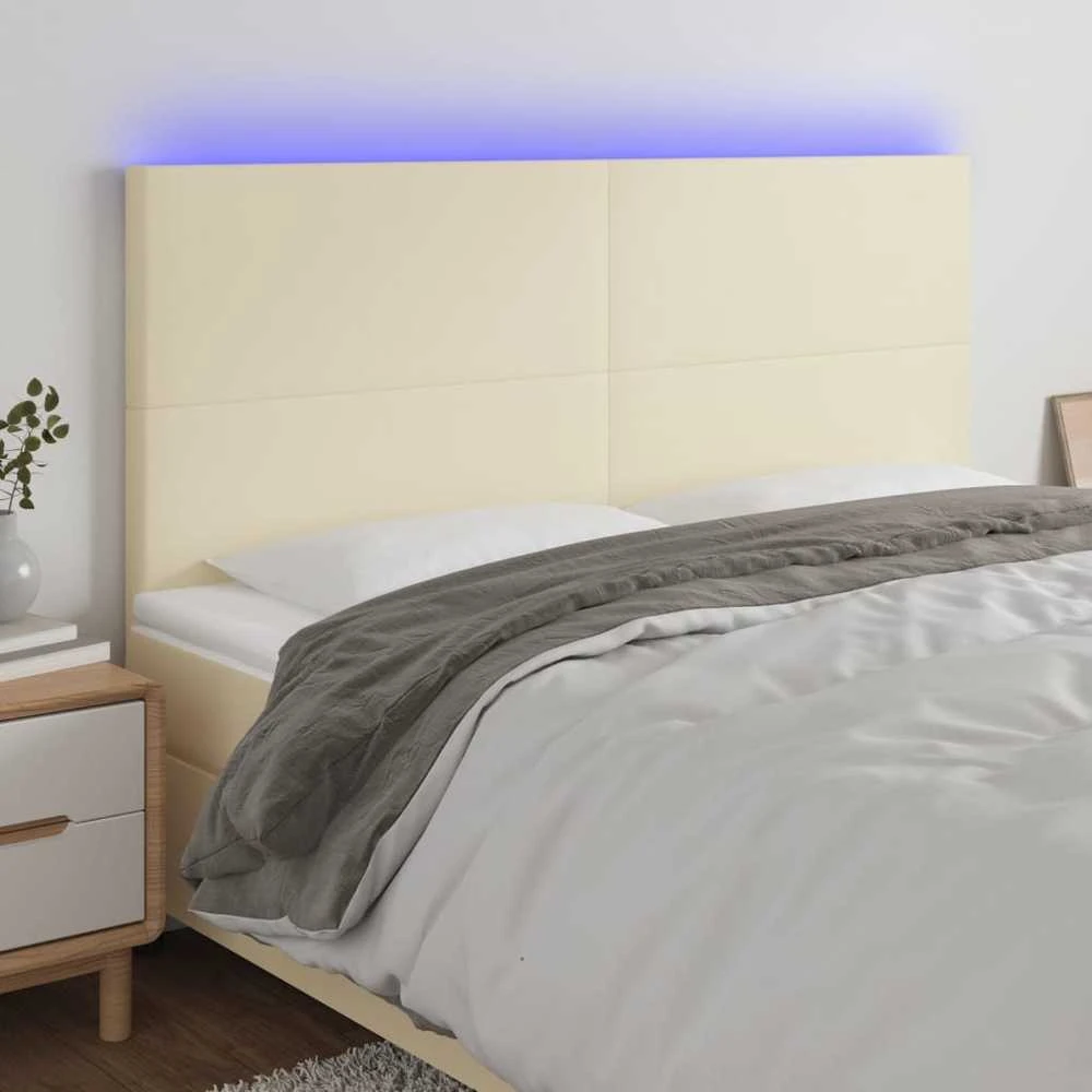Galvūgalis su LED, kreminės spalvos, 160x5x118/128 cm